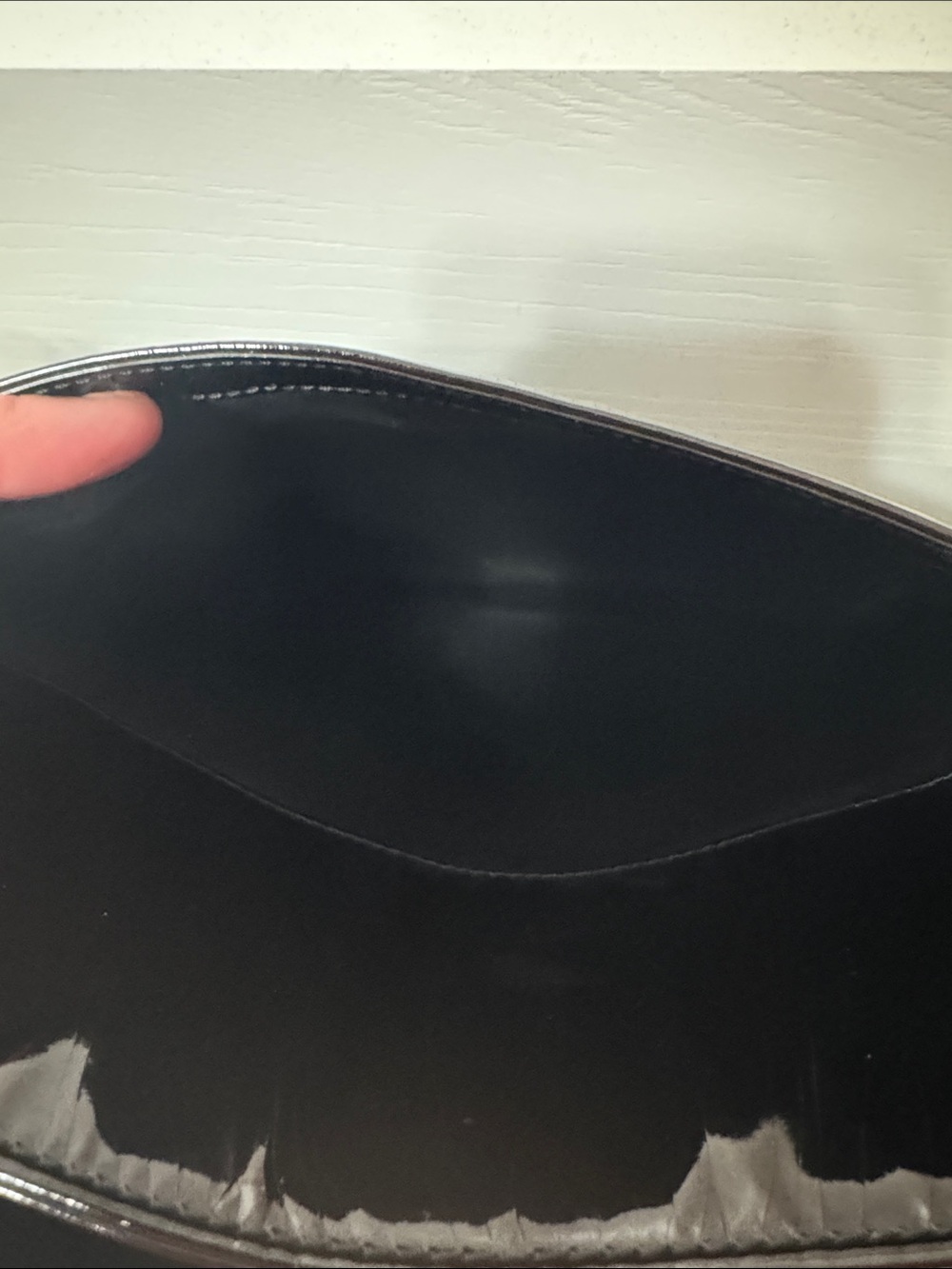 Black Patent Leather Shoulder Tote with Gold Hardware - Picture 10 of 17